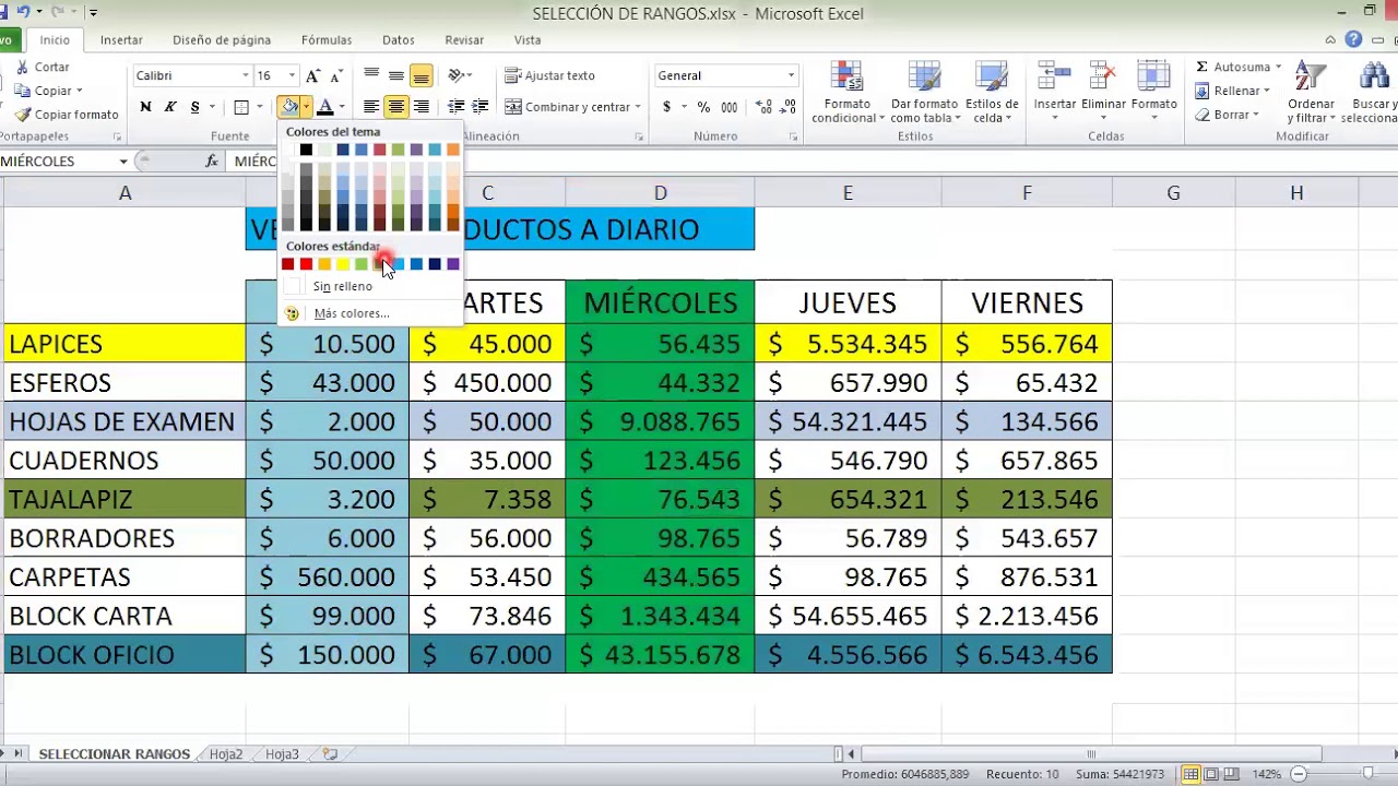 Seleccionar Rangos Y Nombrarlos En Excel Youtube