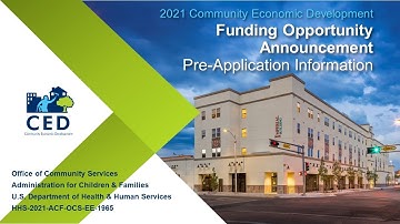 2021 Community Economic Development Funding Opportunity Announcement Pre-Application Presentation