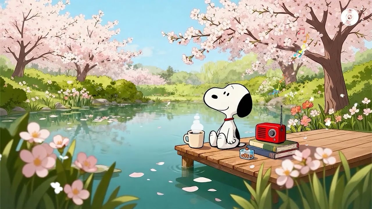 Snoopy’s Spring Lofi 🌸 Peaceful Lake Vibes to Relax, Study & Chill