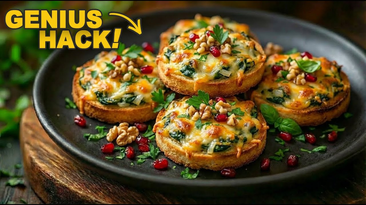 Don't Make Dough! 🍞 Cheesy Spinach Toast Cups (Easy Hack)