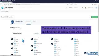 How to Enable or Disable PHP Extensions Using the CloudLinux Selector in DirectAdmin   DA MANAGER
