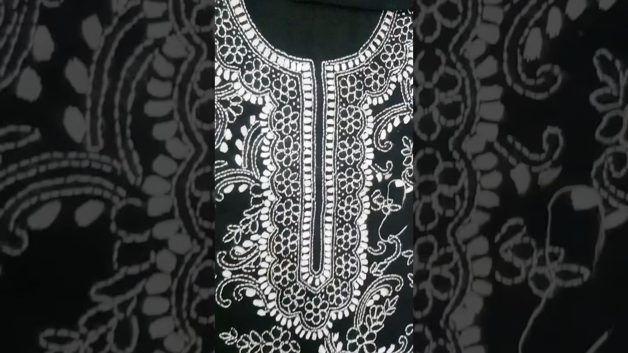 Traditional hand embroidered dress with chiffon dopatta 