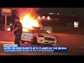NYPD cruiser bursts into flames in the Bronx