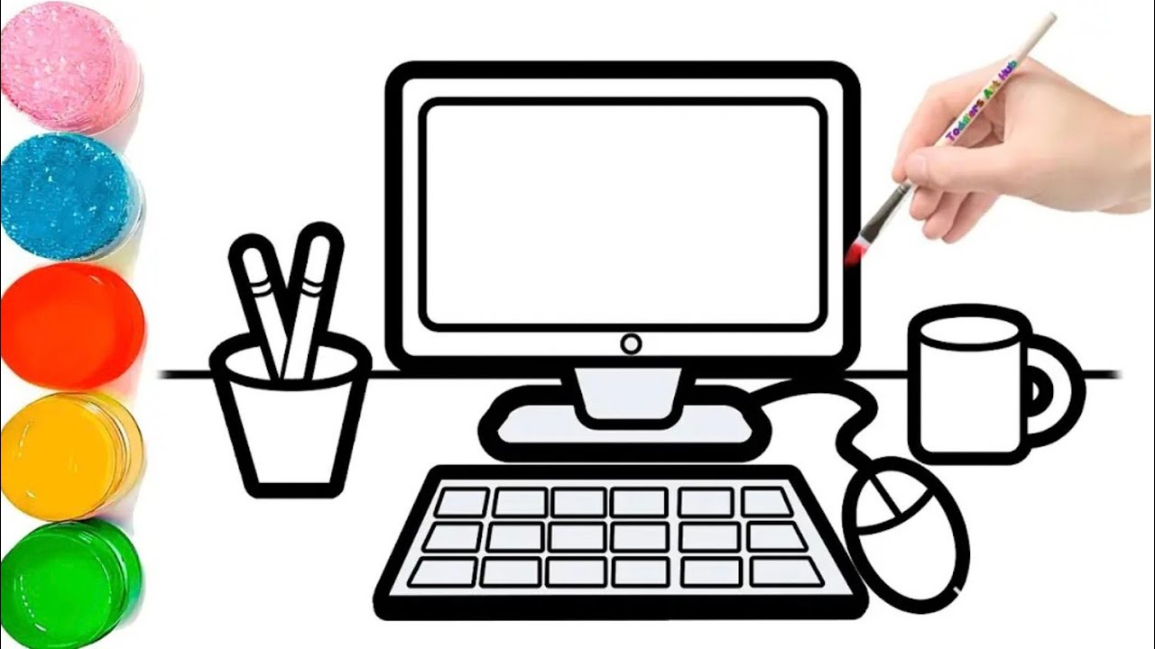 How to Draw A Computer in Easy and Simple Steps | Computer Parts ...