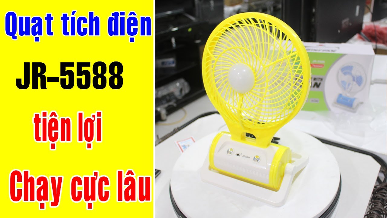 Quạt tích điện mini JR5588 có đèn YouTube
