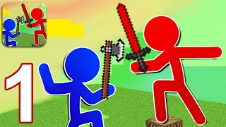 STICKMAN FIGHT MULTICRAFT - Walkthrough Gameplay Part 1 - INTRO (iOS Android) screenshot 4