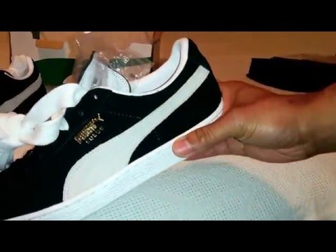 puma classic suede black and white