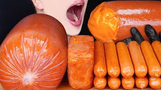 ASMR GIANT CHEESY SAUSAGE SPAM SPICY FIRE SAUCE COOKING MUKBANG 대왕 소세지 스팸 먹방 咀嚼音 Sosis EATING SOUNDS