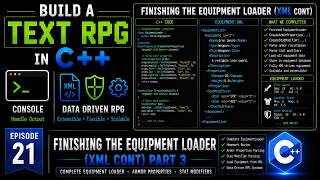 Build a Text RPG in C++ | Episode 21 - Finishing the Equipment Loader (XML Part 3)