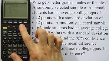 Using a Graphing Calculator to form a Z Interval for the Difference between Two Means