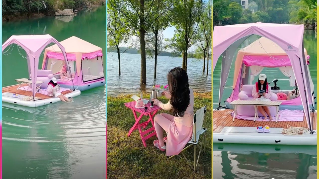 Immersive Bed car/ Tram Camping Overnight (version 2.0)🎀 ~ Girls spend a day floating on the water✨