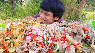 ขนมจีนน้ำยาป่าแกล้มผักสดแซ่บคักอีหลีครับพี่น้องMUKBANG EATING SHOW/โก้อีสานพาแดก