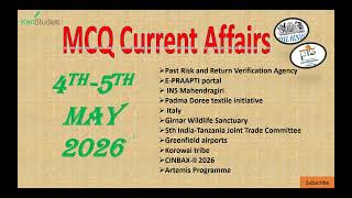 MCQ Current Affairs 4th - 5th May 2026 Useful for CAPF(AC), CDS, CSE, State PCS and Different Exams