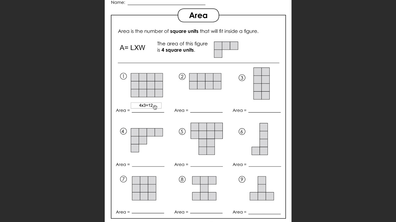 Area worksheet tutorial - YouTube