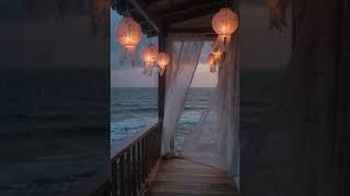 What a Incredible sounds of Ocean🌊 waves with Relaxing Rain 🌧️ on a Beach Cabin. #shorts #rain