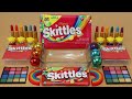 Mixing”Skittles ” Eyeshadow and Makeup,parts,glitter Into Slime!Satisfying Slime Video!★ASMR★