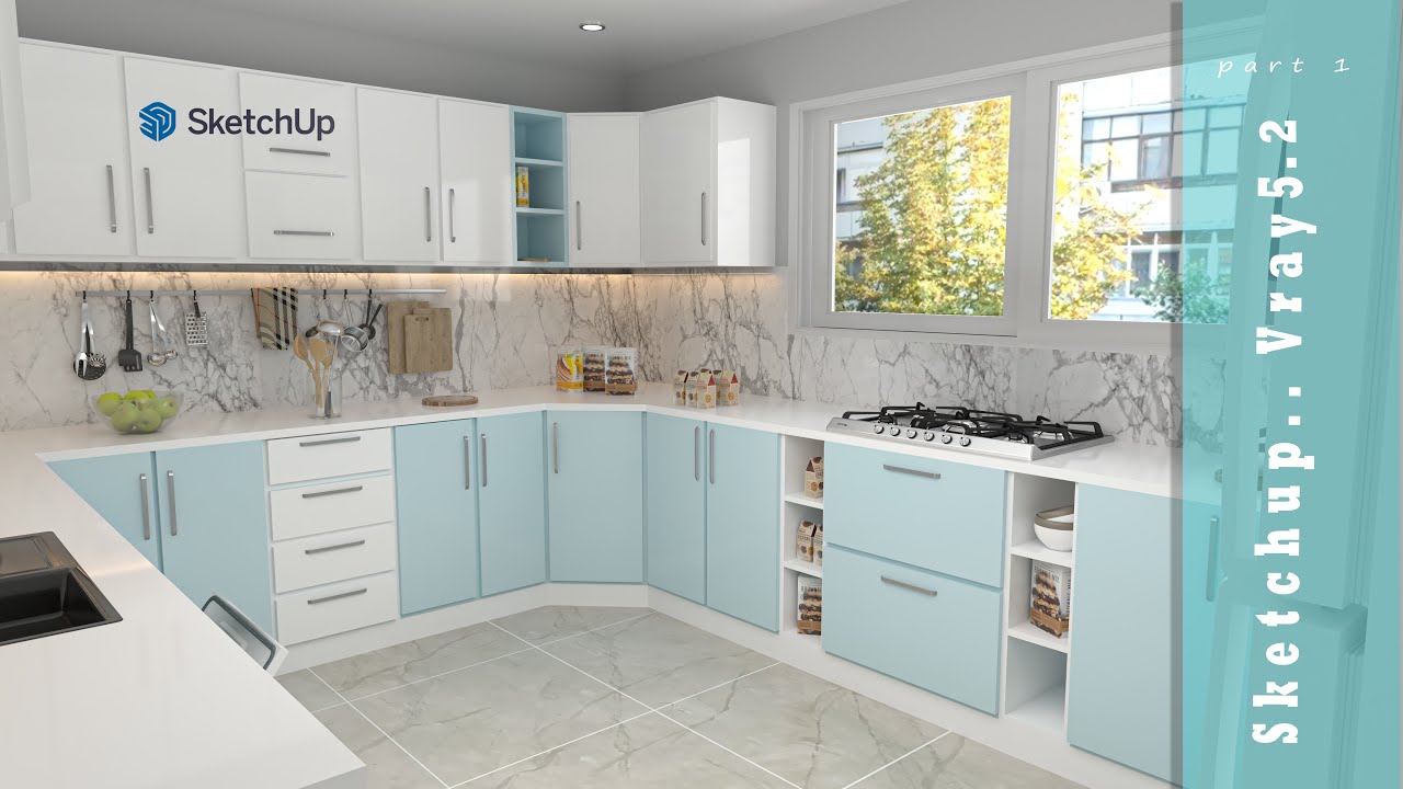 How to make a kitchen _ Interior design Sketchup + vray 5.2_ part 2 ...