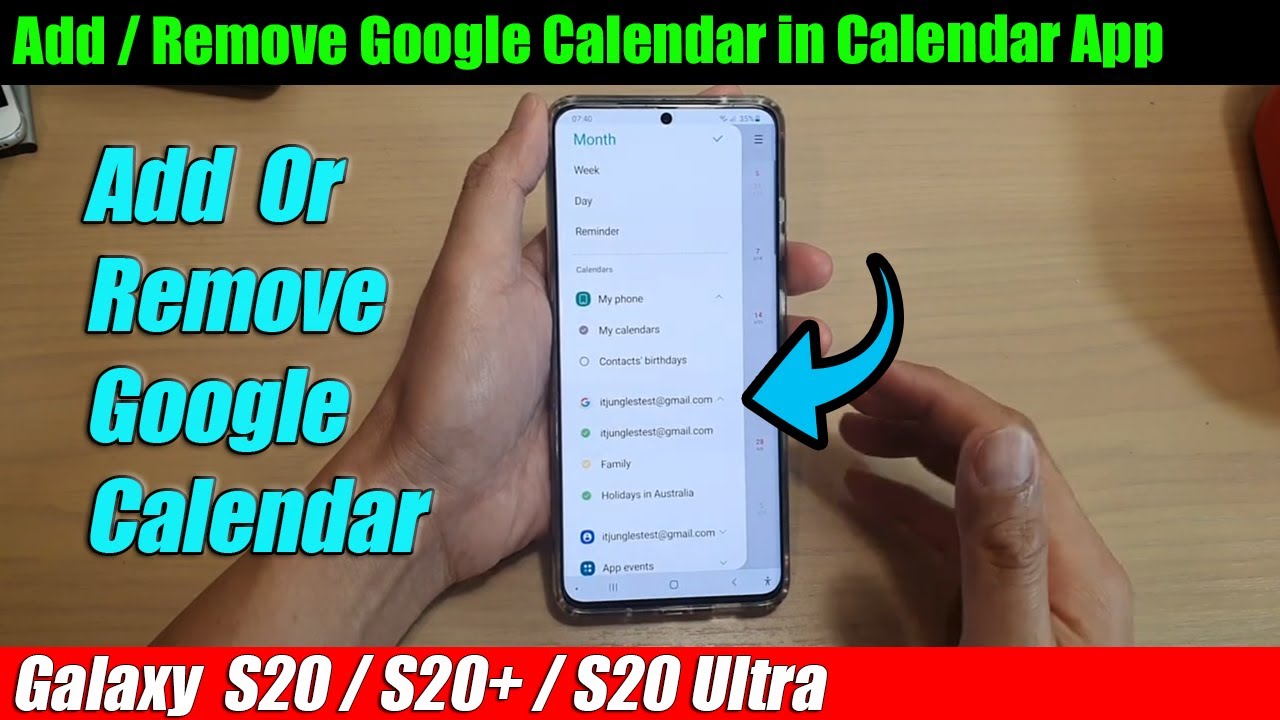 Galaxy S20/S20+ How to Add / Remove Google Calendar In Calendar App