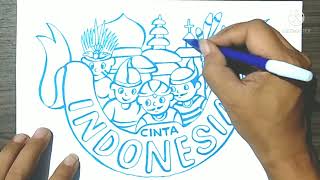 Cara Mengambar Poster Aku Cinta Indonesia #indonesia