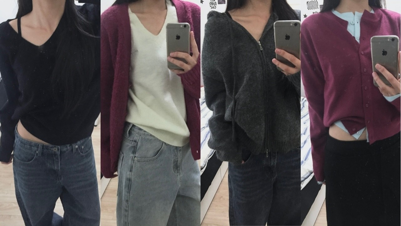 주구장창 돌려입는 봄 니트 레이어드 코디