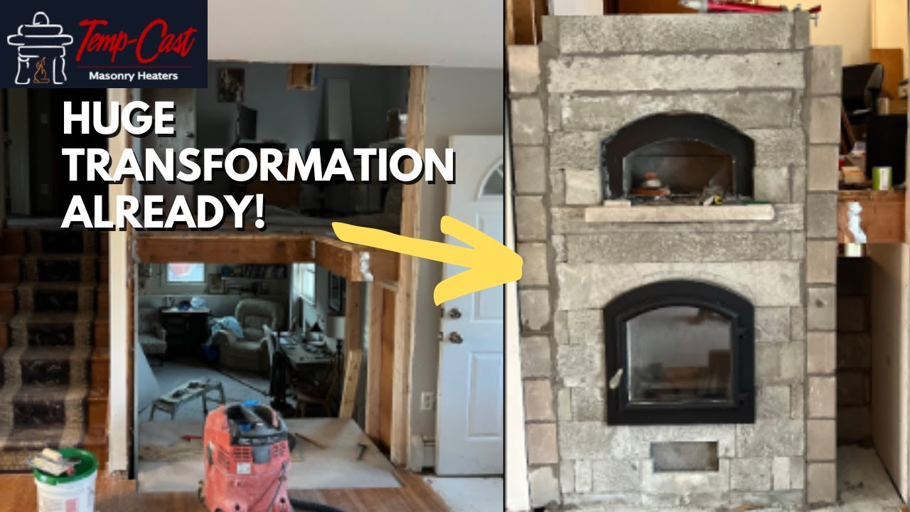 Fireplace with a Wood Fired Oven: Masonry Heater build - YouTube