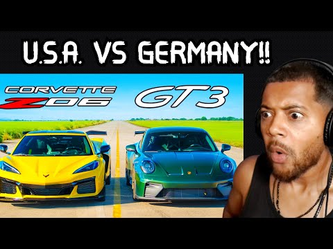 C8 Corvette Z06 vs Porsche GT3 *INSANE* Drag Race | Reaction