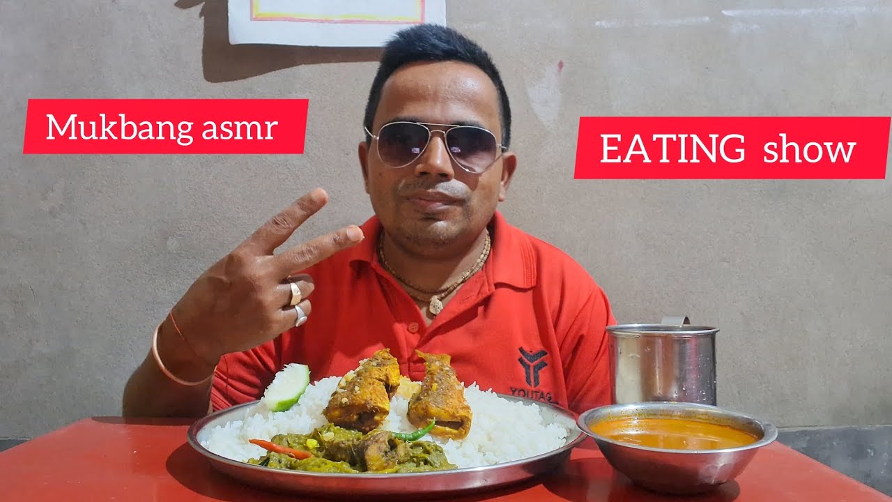 asmr eating show!!spicy nola fish curry kochushak rice!!akshay eating ...