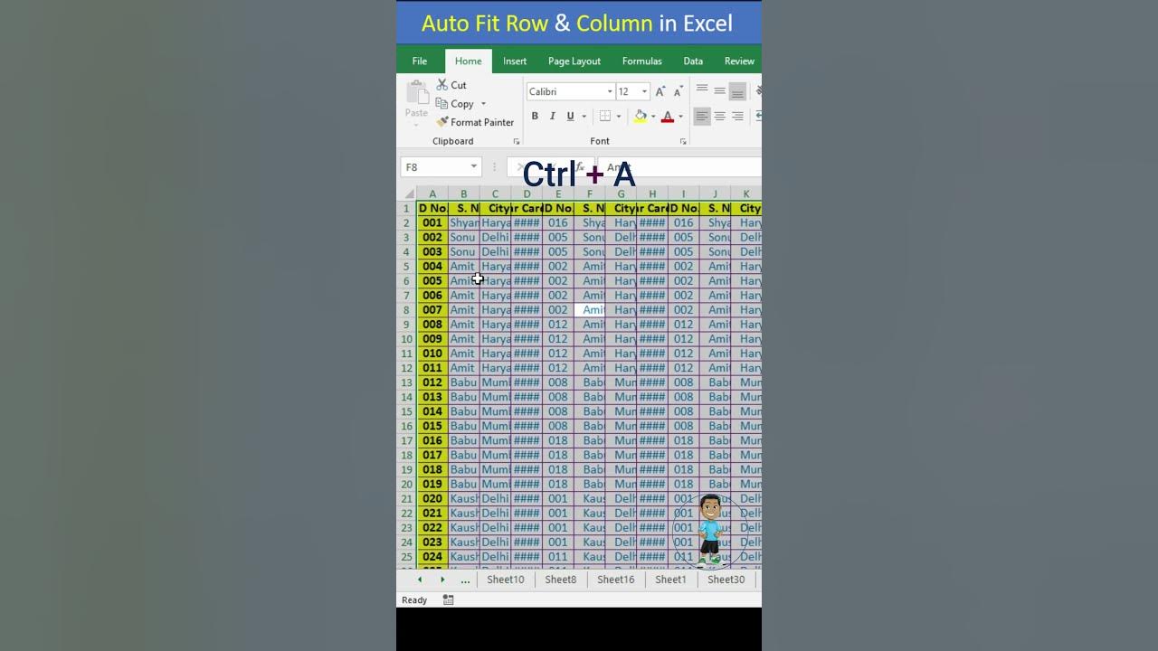 Autofit row column shortcut key in excel excel exceltips 