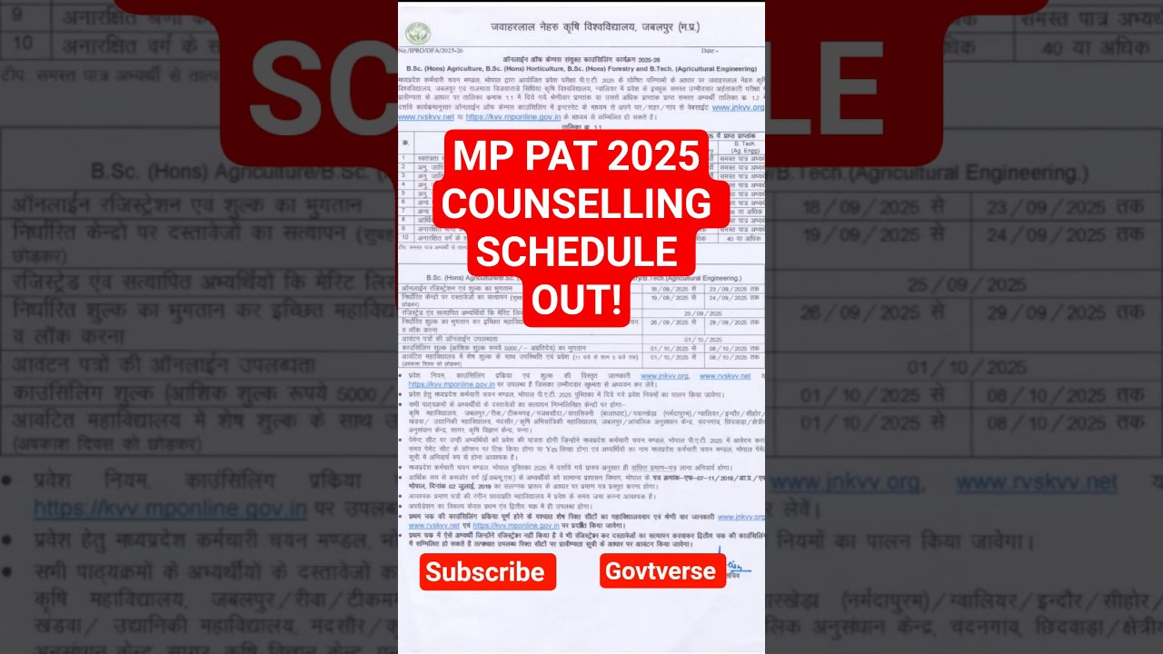 MP PAT 2025 Counselling 