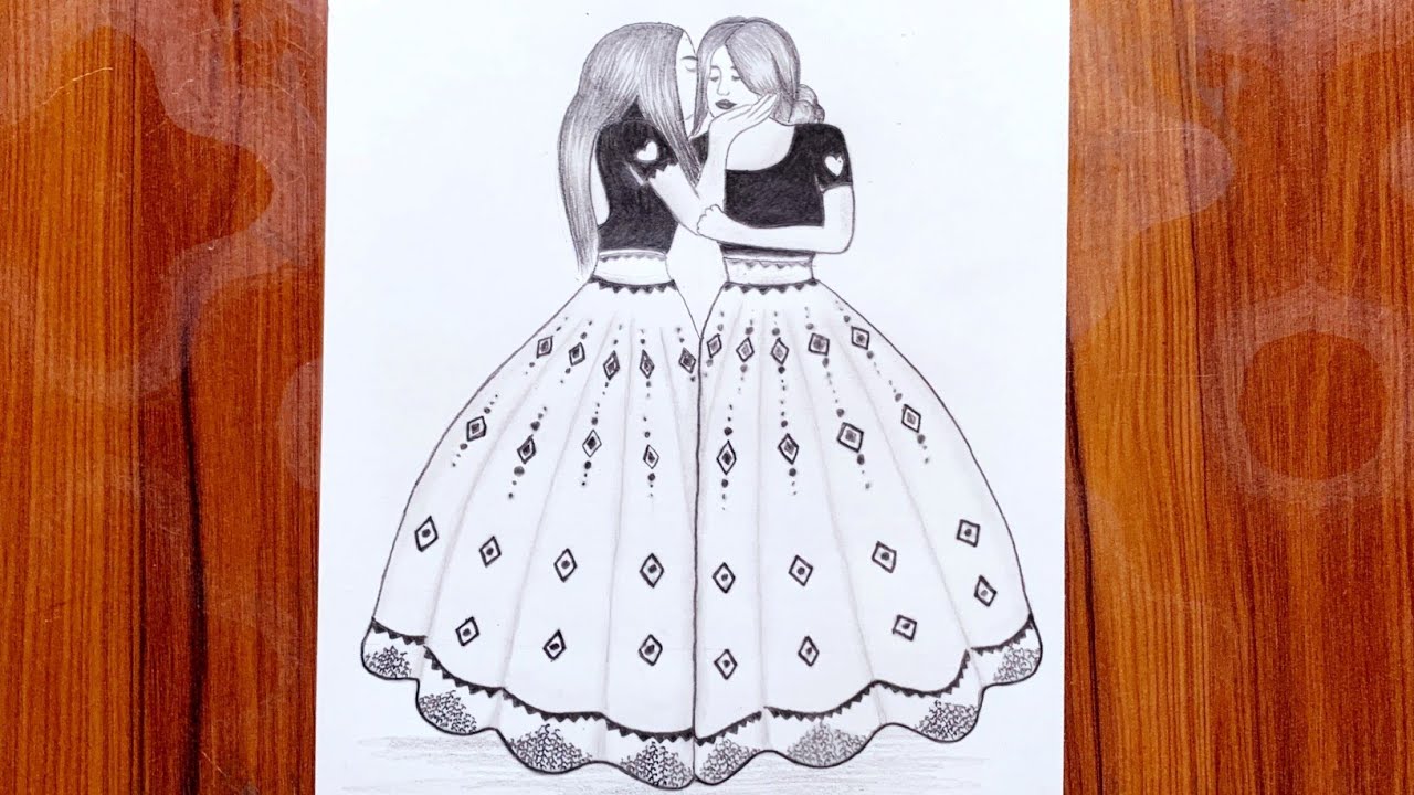 How to draw a traditional girls best friends -Drawing easy || Pencil ...