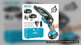 SEESII 6''Cordless Mini Chainsaw 15.2cm Electric Saw Rechargeable Woodworking Garden Pruning Saw for