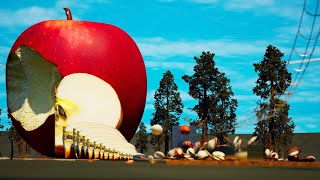 Giant Apple Collapses Domino simulation