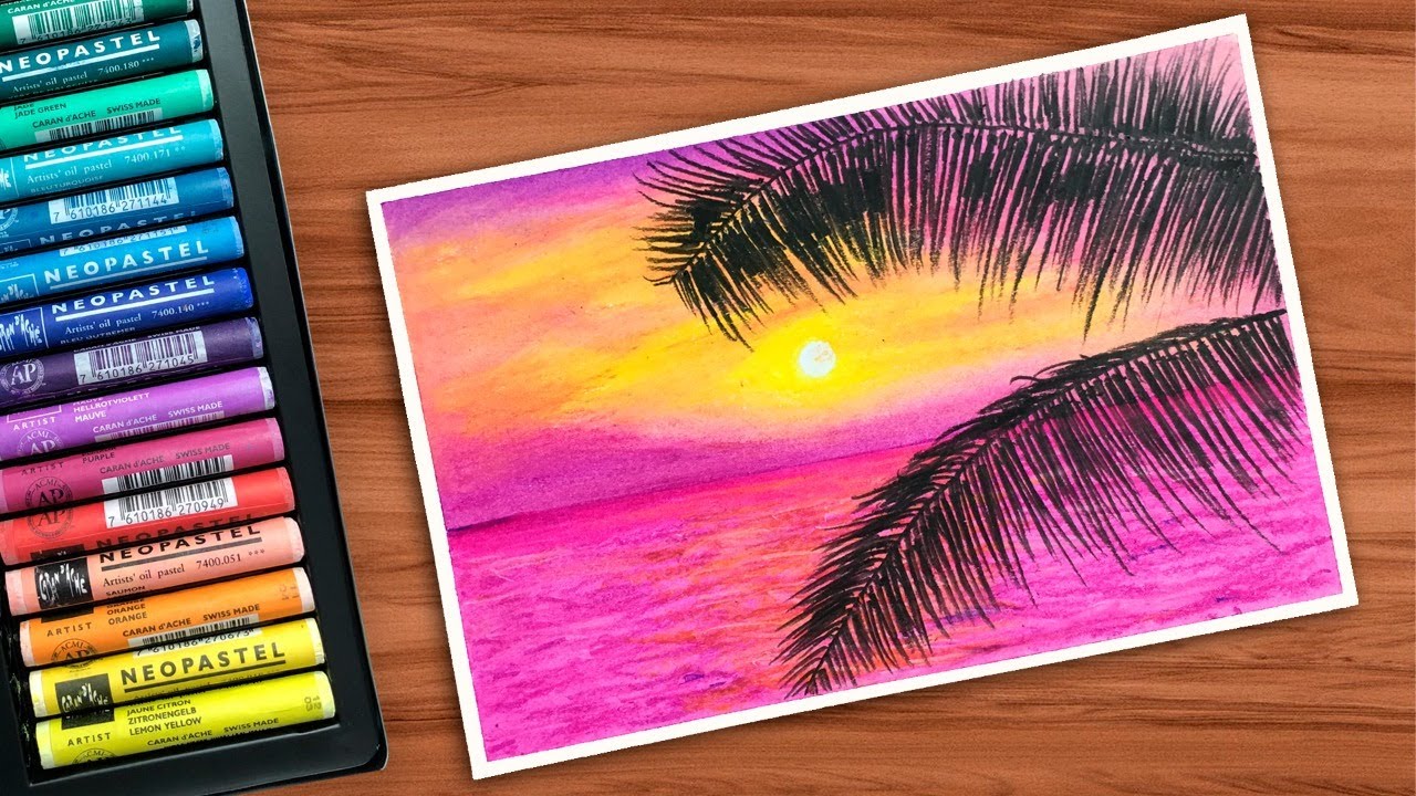 Sunset Scenery with Oil Pastel for beginner_Step by Step_2021 - YouTube