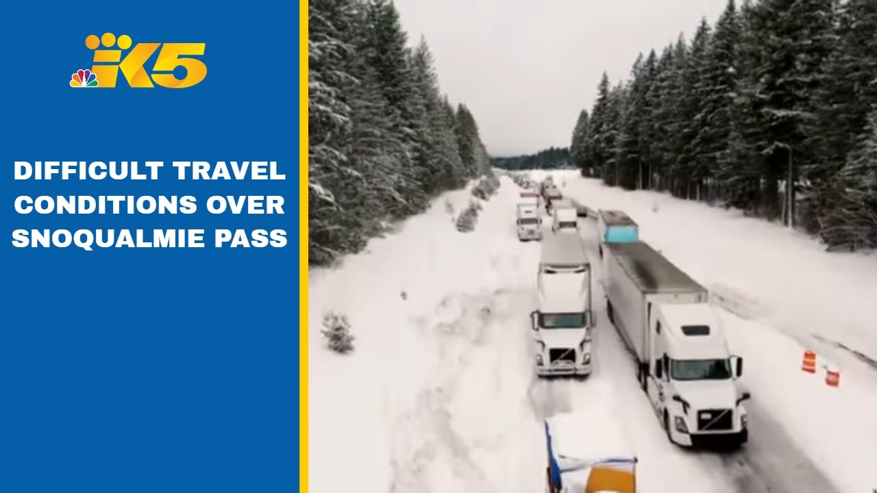 Hazardous conditions at Snoqualmie Pass following heavy snow - YouTube