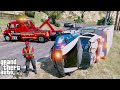 Ambulance Rollover Crash Rescue By Medium Duty Wrecker In GTA 5