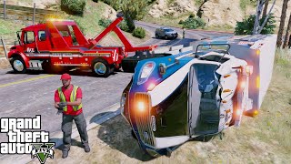 Ambulance Rollover Crash Rescue By Medium Duty Wrecker In GTA 5 screenshot 4