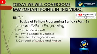 Python programming |Unit:-1| Part:-3 Basics of python programming syntax #programming #trending 