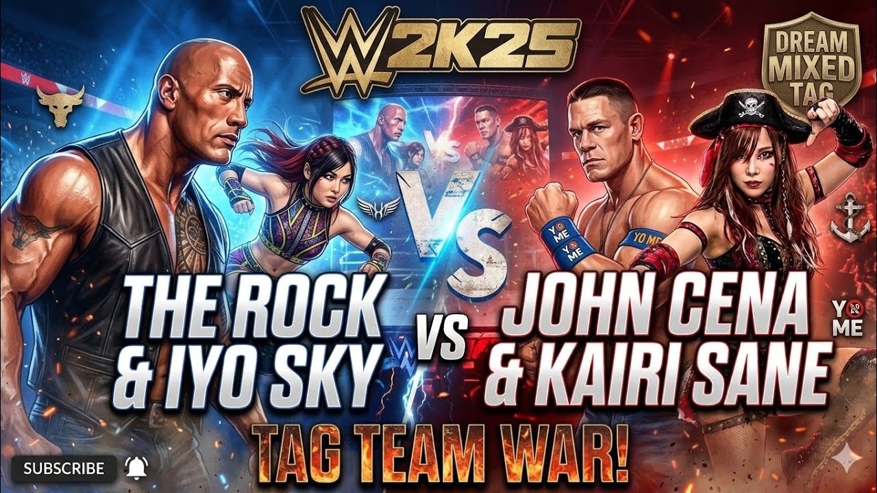THE ROCK & IYO SKY vs JOHN CENA & KAIRI SANE! 😱 WWE 2K25 Mixed Tag Team War!