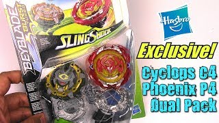 Hasbro Exclusive Cyclops C4 Phoenix P4 Dual Pack Beyblade Burst Turbo Slingshock