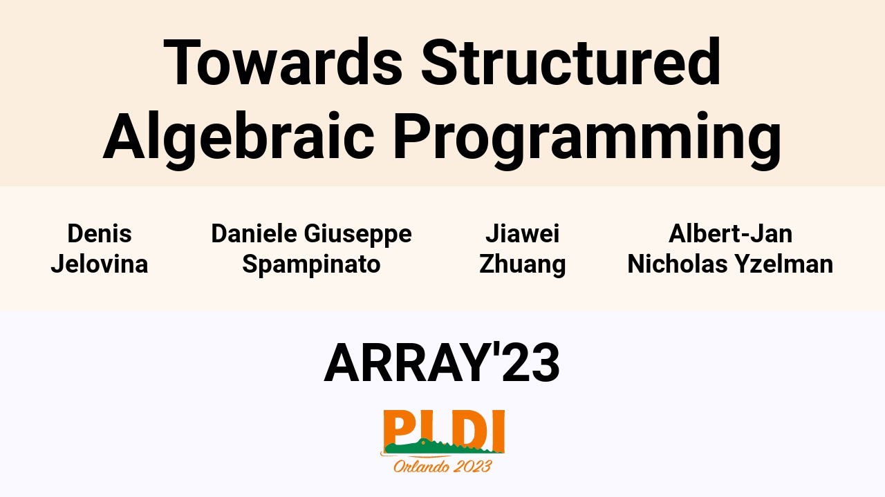 [ARRAY'23] Towards Structured Algebraic Programming - YouTube