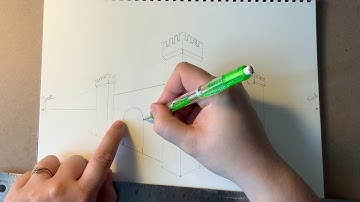 2-point perspective castle drawing
