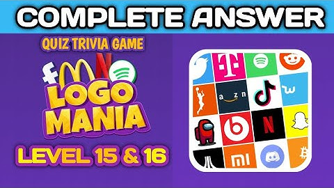 Logo Mania: Quiz trivia Game, level 15 &16 complete answer @brainitquizzes  #logomania