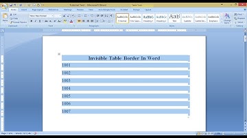 How To Create Invisible Table Border In Word
