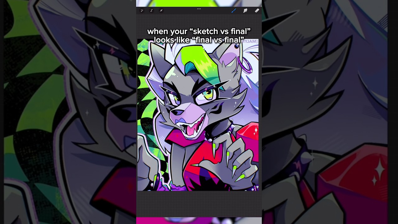 ROXANNE WOLF (FNAF) drawing/fanart- sketch vs final