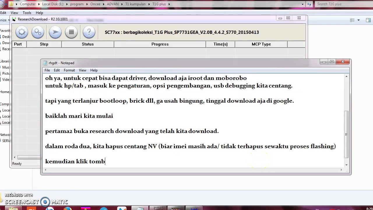 cara flash advan T1G plus