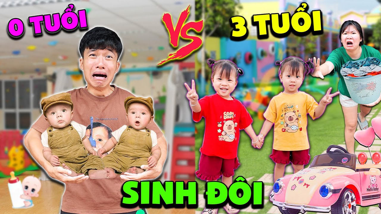 Anh Tóc Xoăn Làm Bảo Mẫu 24h Trông Em Bé Sinh Đôi 0 Tuổi VS 3 Tuổi