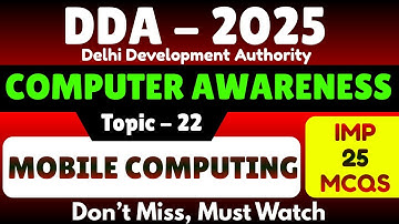 DDA 2025 Computer Awareness | 25 Important Mobile Computing MCQs | DDA Computer Knowledge PDF Notes