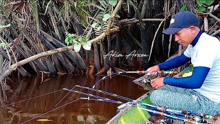 Pecah konsentrasi  saat pancing di gasak  gilagilaan  Mancing di Sungai hutan pedalaman