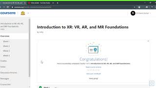 Introduction to XR: VR, AR, and MR Foundations || Coursera