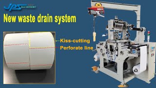 JPS-320C-TR Blank Label Double Station Rotary Die Cutting Slitting Machine With Rurret Rewinder